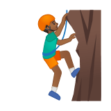 Man Climbing Emoji with Medium-Dark Skin Tone, Google style