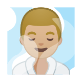 Man in Steamy Room Emoji with Medium-Light Skin Tone, Google style