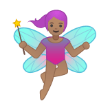 Woman Fairy Emoji with Medium Skin Tone, Google style