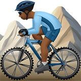 Man Mountain Biking Emoji with Medium-Dark Skin Tone, Apple style