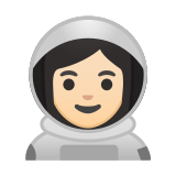 Woman Astronaut Emoji with Light Skin Tone, Google style