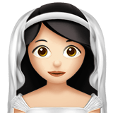 Bride with Veil Emoji with Light Skin Tone, Apple style