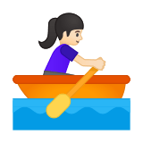 Woman Rowing Boat Emoji with Light Skin Tone, Google style