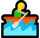 Woman Rowing Boat Emoji with Medium-Light Skin Tone, Microsoft style