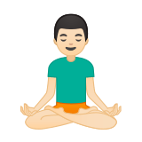 Man in Lotus Position Emoji with Light Skin Tone, Google style