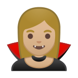 Woman Vampire Emoji with Medium-Light Skin Tone, Google style