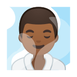 Man in Steamy Room Emoji with Medium-Dark Skin Tone, Google style