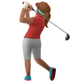 Woman Golfing Emoji with Medium Skin Tone, Apple style
