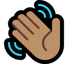 Waving Hand Emoji with Medium Skin Tone, Microsoft style