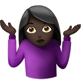 Person Shrugging Emoji with Dark Skin Tone, Apple style