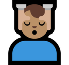 Man Getting Massage Emoji with Medium Skin Tone, Microsoft style