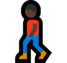 Person Walking Emoji with Dark Skin Tone, Microsoft style