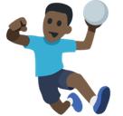 Man Playing Handball Emoji with Dark Skin Tone, Facebook style