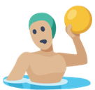 Man Playing Water Polo Emoji with Medium-Light Skin Tone, Facebook style