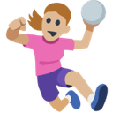 Woman Playing Handball Emoji with Medium-Light Skin Tone, Facebook style