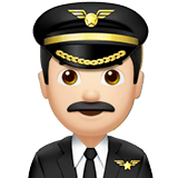 Man Pilot Emoji with Light Skin Tone, Apple style