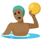 Man Playing Water Polo Emoji with Medium-Dark Skin Tone, Facebook style
