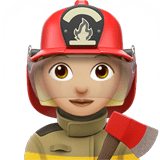 Woman Firefighter Emoji with Medium-Light Skin Tone, Apple style