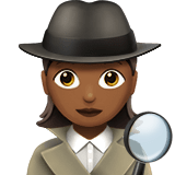 Woman Detective Emoji with Medium-Dark Skin Tone, Apple style