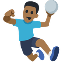 Man Playing Handball Emoji with Medium-Dark Skin Tone, Facebook style