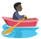 Person Rowing Boat Emoji with Dark Skin Tone, Facebook style