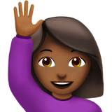Person Raising Hand Emoji with Medium-Dark Skin Tone, Apple style