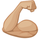 Flexed Biceps Emoji with Medium-Light Skin Tone, Facebook style