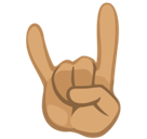 Sign of the Horns Emoji with Medium Skin Tone, Facebook style