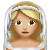 Bride with Veil Emoji with Medium-Light Skin Tone, Apple style