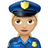 Woman Police Officer Emoji with Medium-Light Skin Tone, Apple style