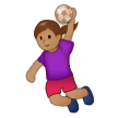 Woman Playing Handball Emoji with Medium Skin Tone, Samsung style