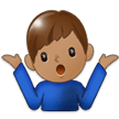 Man Shrugging Emoji with Medium Skin Tone, Samsung style