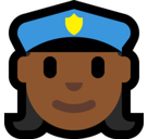 Woman Police Officer Emoji with Medium-Dark Skin Tone, Microsoft style