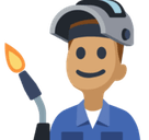 Man Factory Worker Emoji with Medium Skin Tone, Facebook style