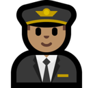 Man Pilot Emoji with Medium Skin Tone, Microsoft style