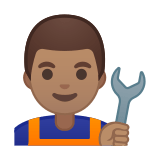 Man Mechanic Emoji with Medium Skin Tone, Google style