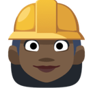 Woman Construction Worker Emoji with Dark Skin Tone, Facebook style
