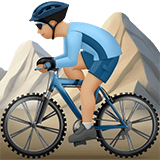 Man Mountain Biking Emoji with Medium-Light Skin Tone, Apple style