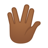 Vulcan Salute Emoji with Medium-Dark Skin Tone, Google style