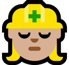 Woman Construction Worker Emoji with Medium-Light Skin Tone, Microsoft style