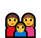 Family: Woman, Woman, Boy Emoji, Microsoft style