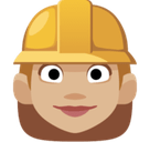 Woman Construction Worker Emoji with Medium-Light Skin Tone, Facebook style