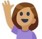 Person Raising Hand Emoji with Medium Skin Tone, Facebook style