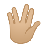 Vulcan Salute Emoji with Medium-Light Skin Tone, Google style