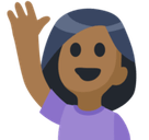 Person Raising Hand Emoji with Medium-Dark Skin Tone, Facebook style