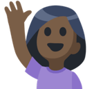 Person Raising Hand Emoji with Dark Skin Tone, Facebook style