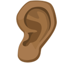 Ear Emoji with Medium-Dark Skin Tone, Facebook style