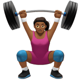 Woman Lifting Weights Emoji with Medium-Dark Skin Tone, Apple style