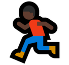 Man Running Emoji with Dark Skin Tone, Microsoft style