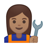 Woman Mechanic Emoji with Medium Skin Tone, Google style